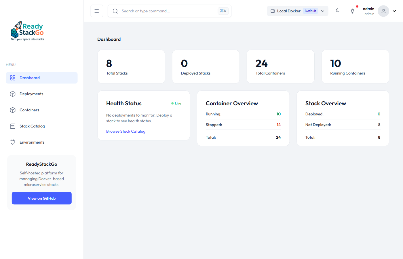 ReadyStackGo Dashboard