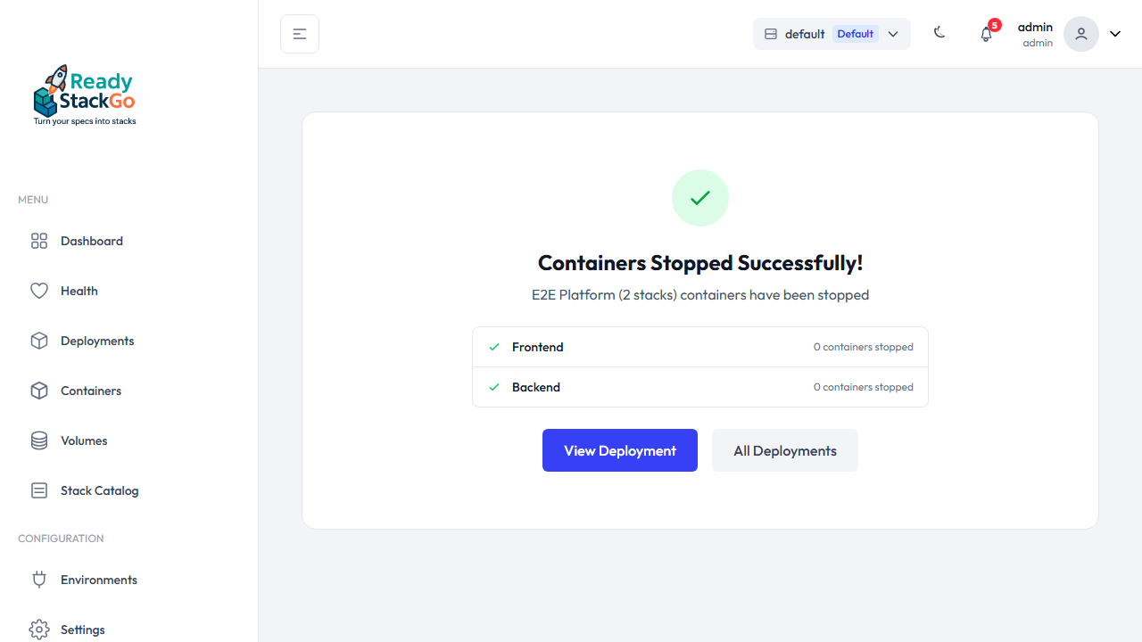 Ergebnis des Stop-Vorgangs
